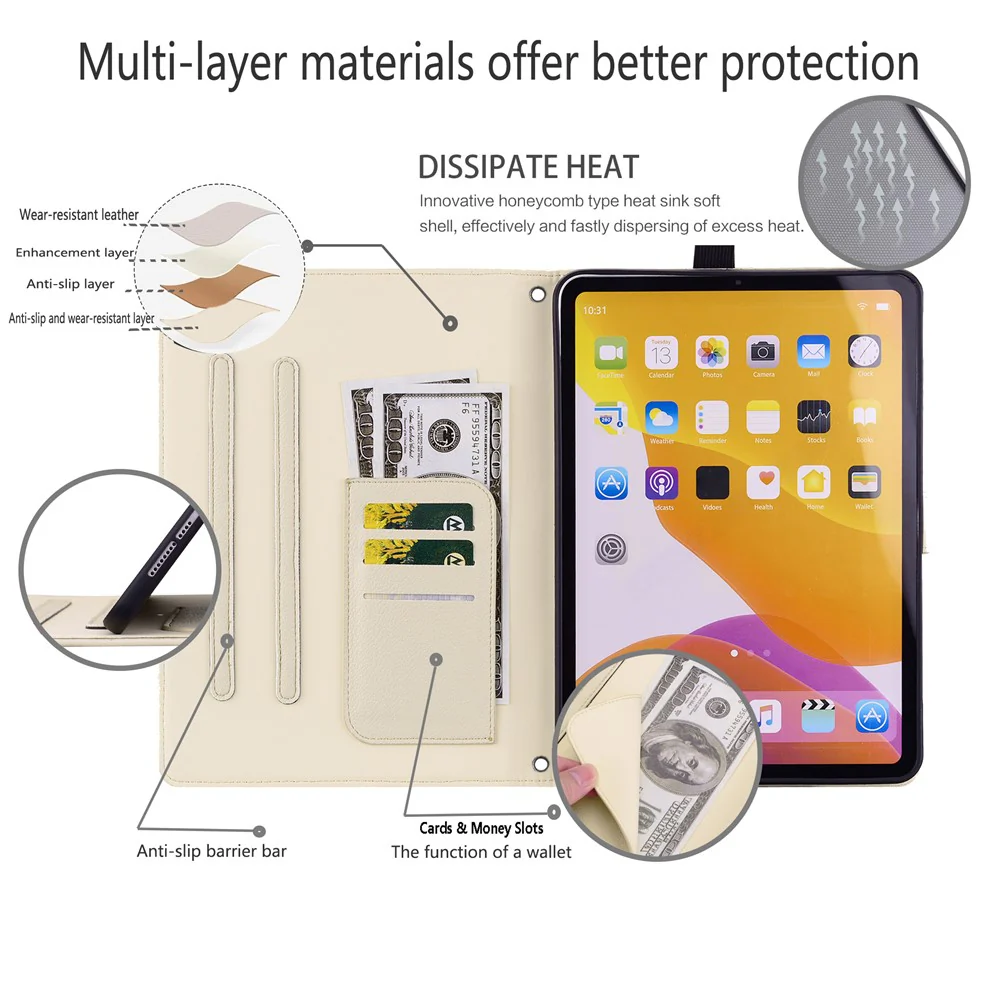 For Lenovo Tab P12 Case 3D Effect Cat Pattern Leather Stand Table Cover with Wallet, Stylus Holder - Apricot - Image 4