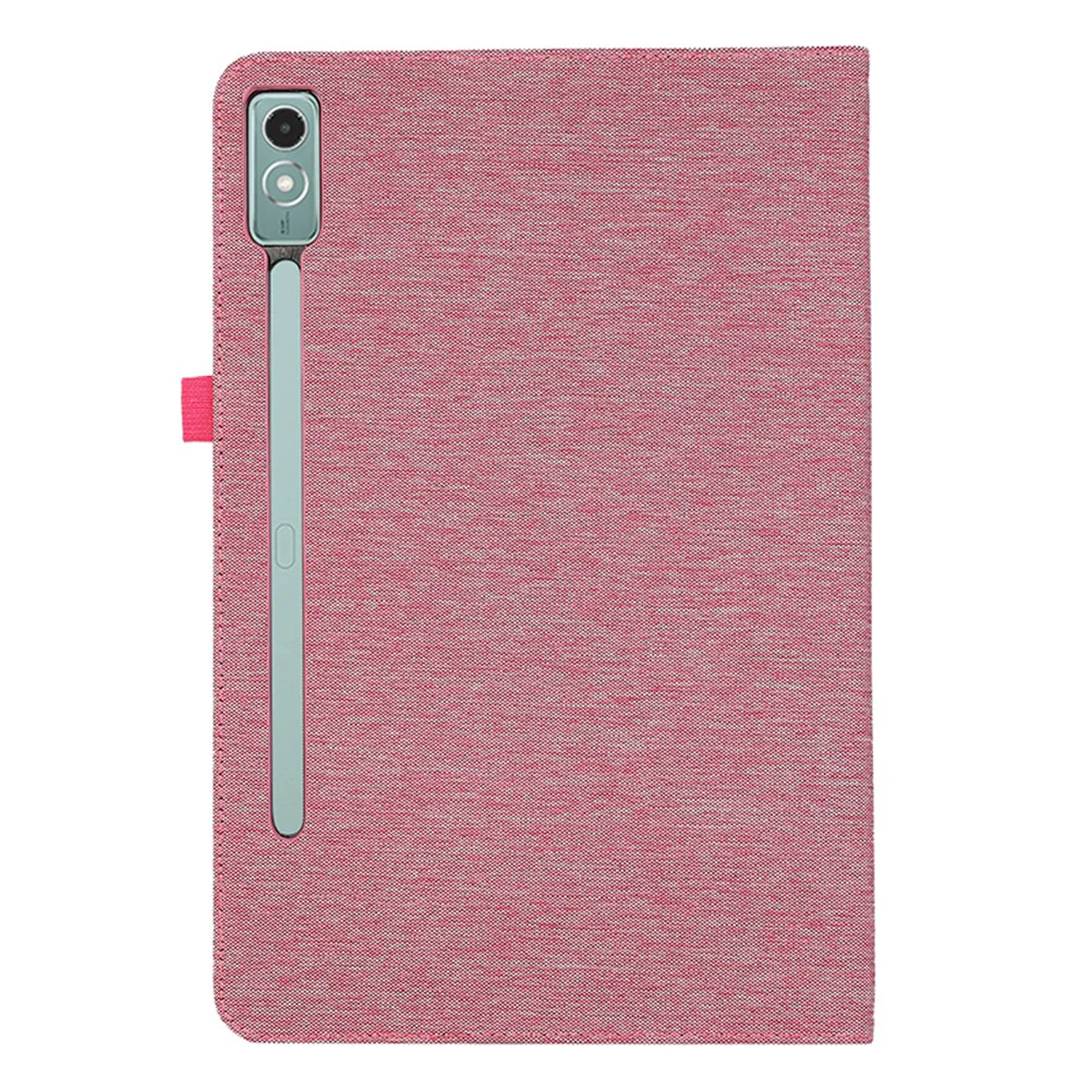 For Lenovo Tab P12 Case Cloth Texture Leather Tablet Cover with Card Holder - Pink - Image 6