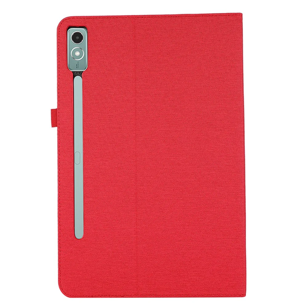 For Lenovo Tab P12 Case Cloth Texture Leather Tablet Cover with Card Holder - Red - Image 6