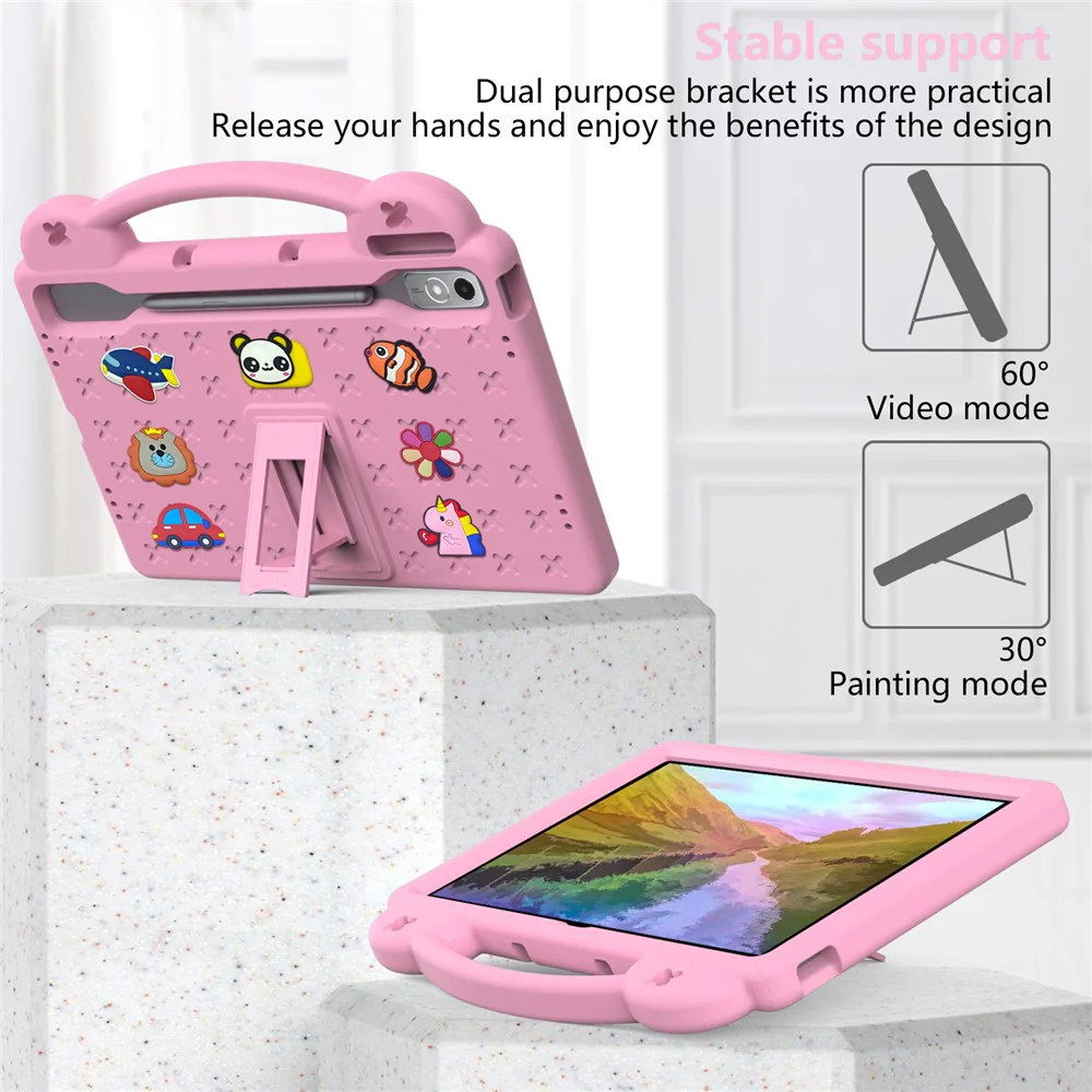 For Lenovo Tab P12 EVA Case with Kickstand Drop Protective Rugged Tablet Cover - Pink - Image 3