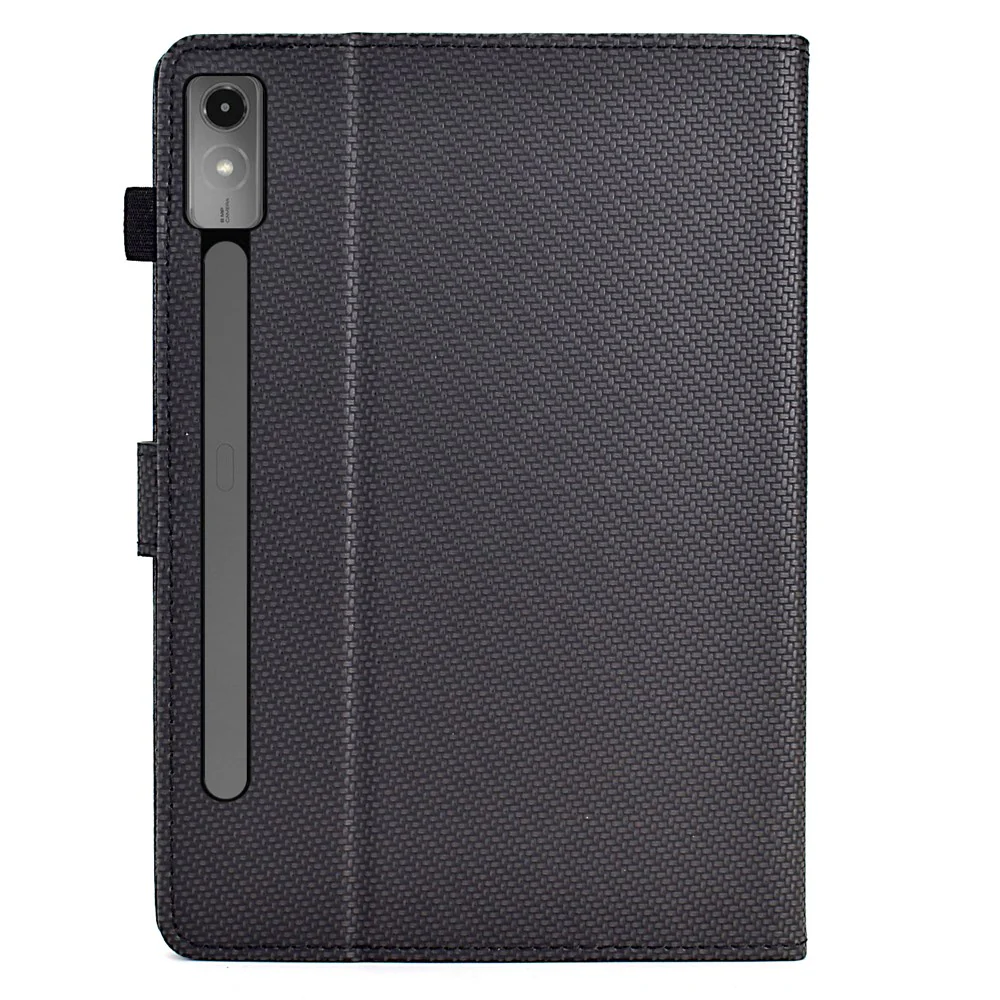 For Lenovo Tab P12 Leather Case Carbon Fiber Texture Tablet Cover Stand View - Black - Image 7