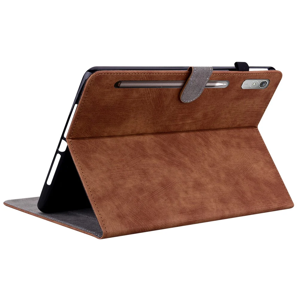 For Lenovo Tab P12 Leather Case Cute Tiger Imprinted PU Leather Card Holder Tablet Cover - Brown - Image 4