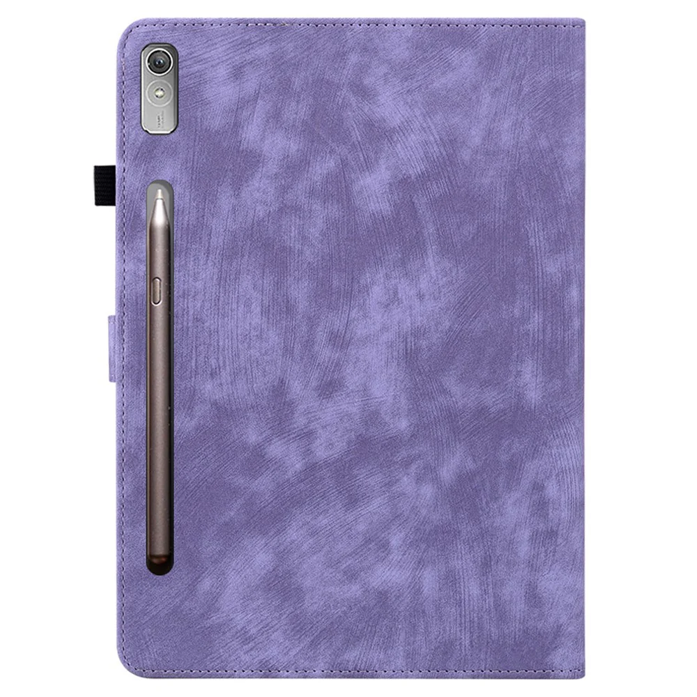 For Lenovo Tab P12 Leather Case Cute Tiger Imprinted PU Leather Card Holder Tablet Cover - Purple - Image 8