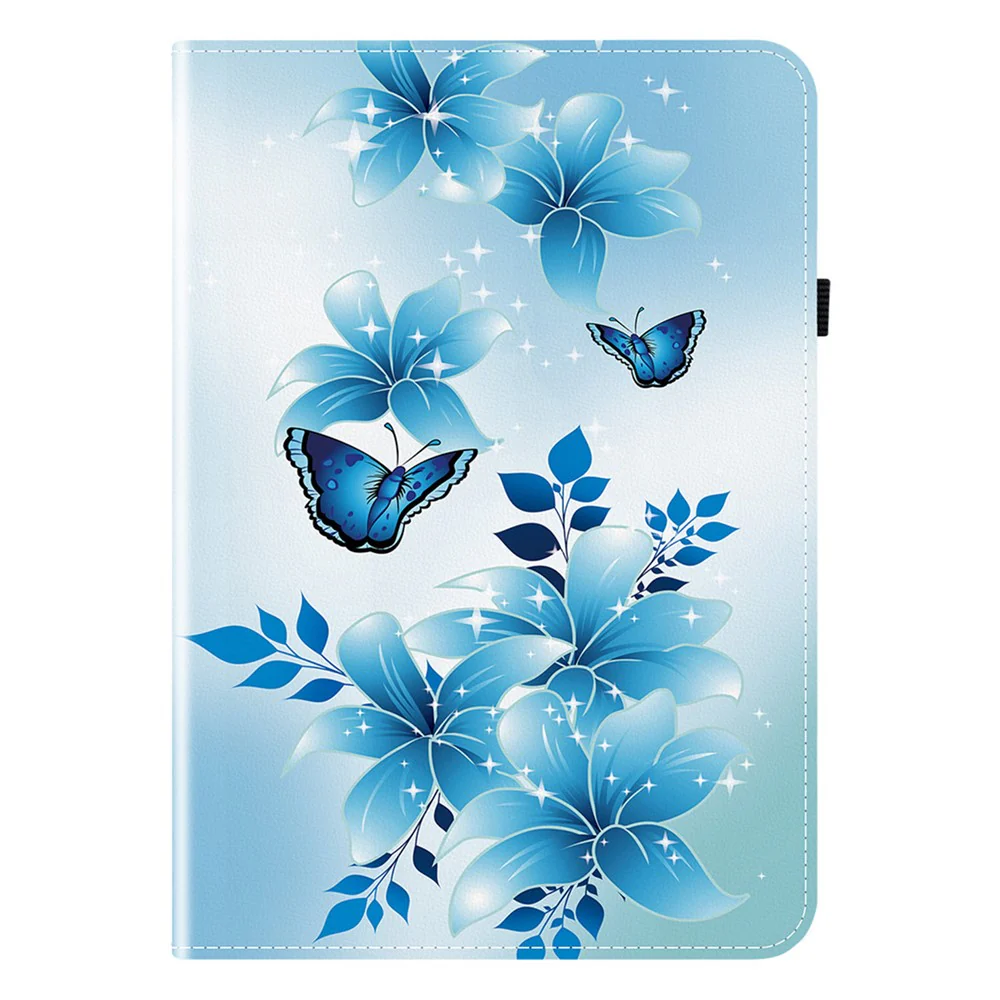 For Lenovo Tab P12 Leather Case Pattern Printed Stand Tablet Cover with Card Slots - Blue Butterfly - Image 7