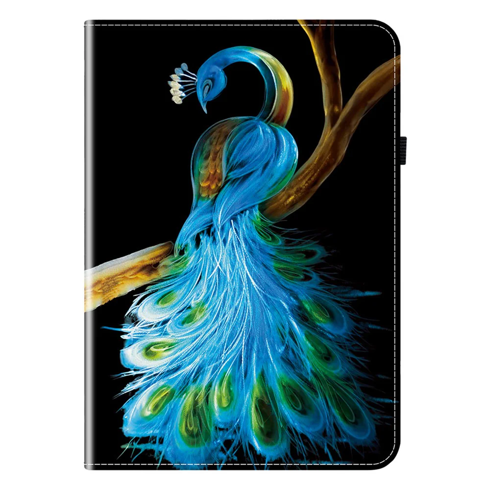 For Lenovo Tab P12 Leather Case Pattern Printed Stand Tablet Cover with Card Slots - Peacock - Image 7