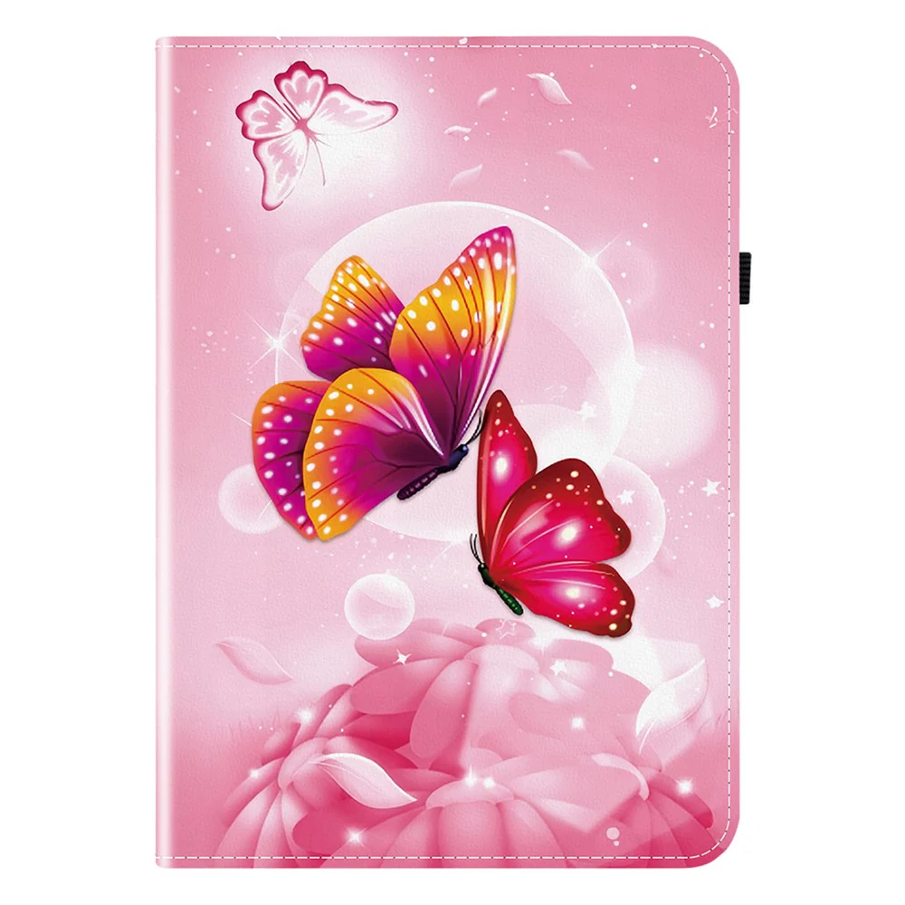 For Lenovo Tab P12 Leather Case Pattern Printed Stand Tablet Cover with Card Slots - Pink Butterfly - Image 7