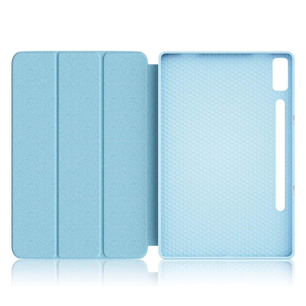 For Lenovo Tab P12 / P12 Pro Gen 2 TB371FC Trifold Stand Solid Color Smart Case PU Leather+TPU Tablet Cover - Sky Blue - Image 8