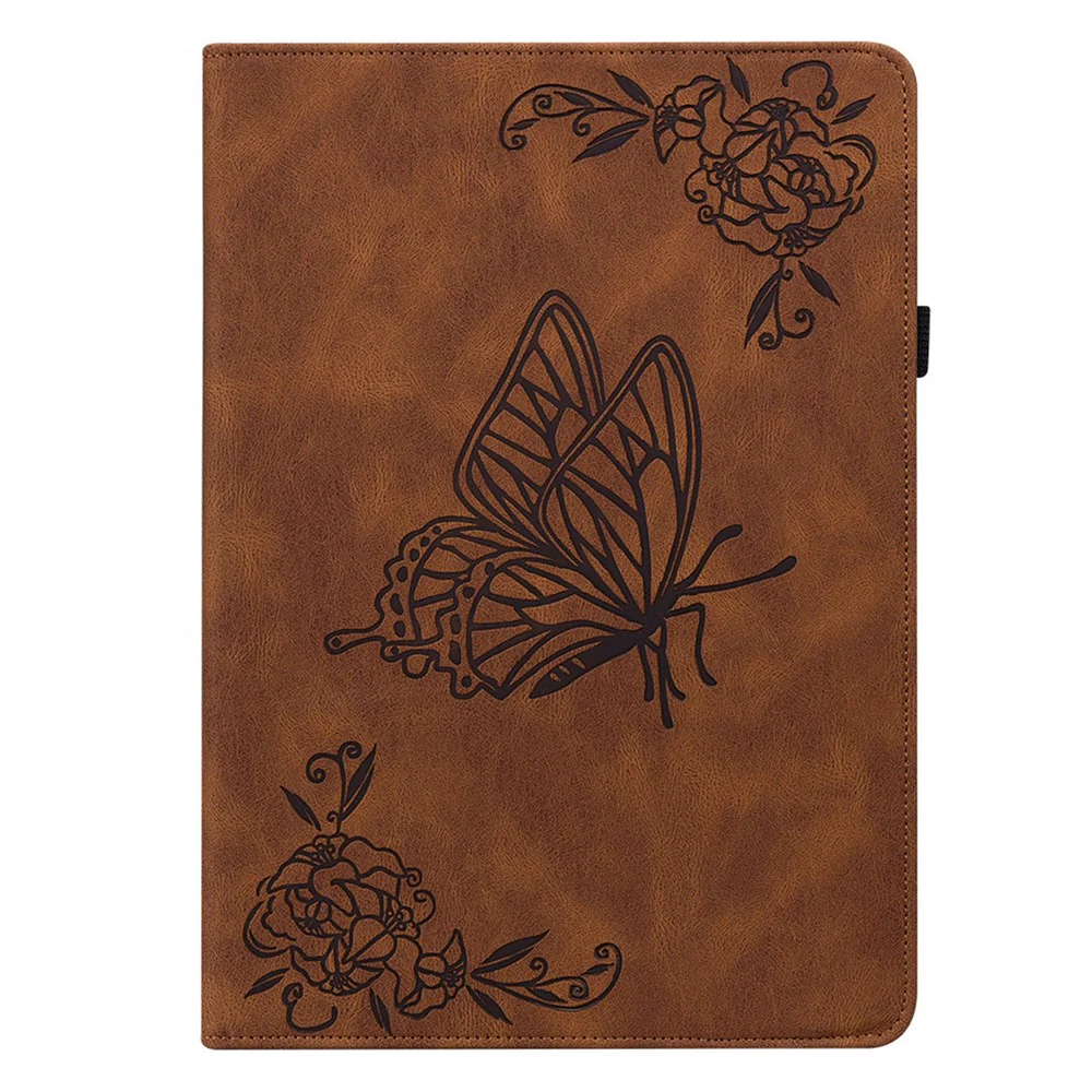 For Lenovo Tab P12 Pro 12.7 2025 / Xiaoxin Pad Pro 12.7 (2025) Case Butterfly Flower Imprint PU Leather Tablet Cover with Card Slots - Brown - Image 5