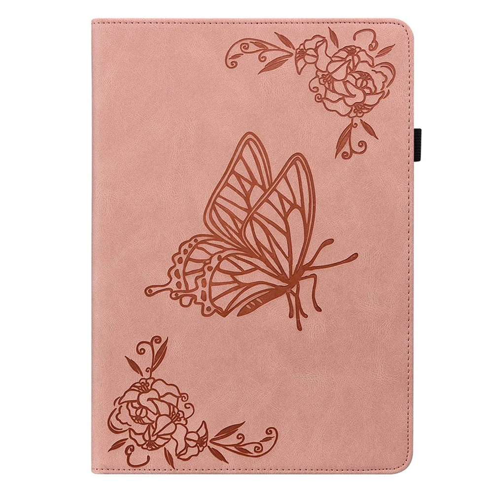 For Lenovo Tab P12 Pro 12.7 2025 / Xiaoxin Pad Pro 12.7 (2025) Case Butterfly Flower Imprint PU Leather Tablet Cover with Card Slots - Pink - Image 5