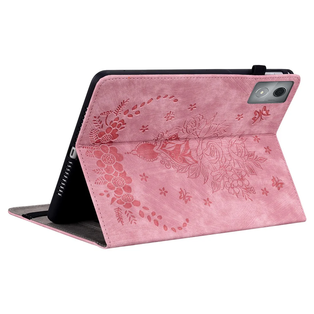 For Lenovo Tab P12 Pro 12.7 2025 / Xiaoxin Pad Pro 12.7 (2025) Case Card Holder Anti-Scratch Leather Cover Rose Flower Imprint - Pink - Image 4