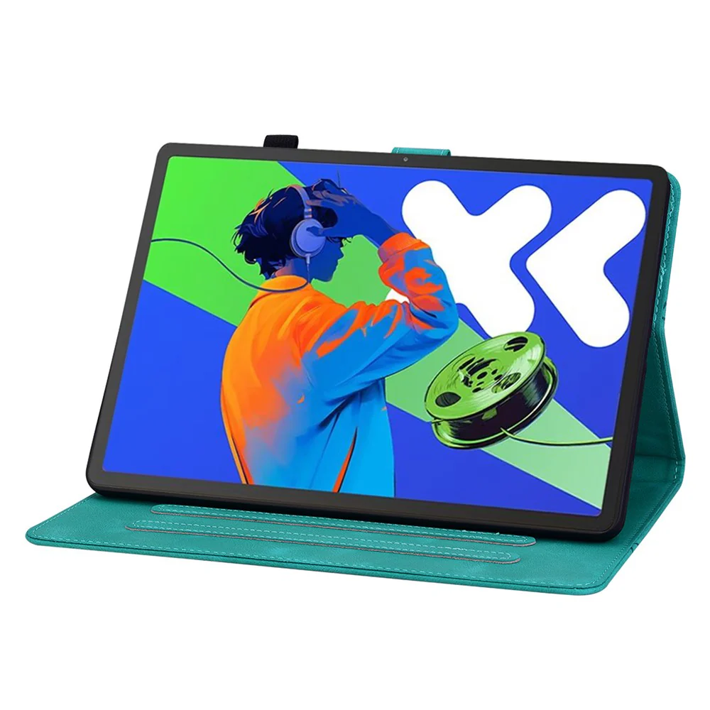 For Lenovo Tab P12 Pro 12.7 2025 / Xiaoxin Pad Pro 12.7 (2025) Case Lily Flower Imprint Card Slots Leather Tablet Cover - Green - Image 3