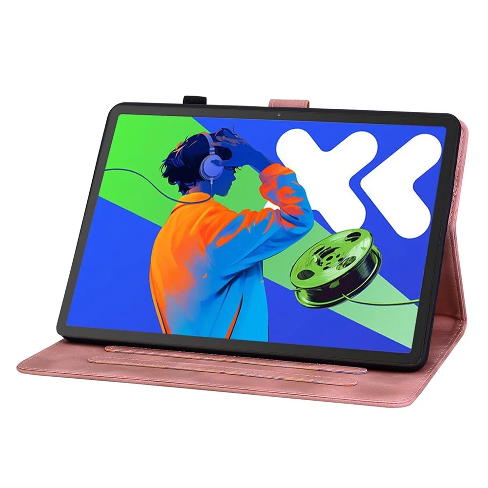 For Lenovo Tab P12 Pro 12.7 2025 / Xiaoxin Pad Pro 12.7 (2025) Case Lily Flower Imprint Card Slots Leather Tablet Cover - Pink - Image 3
