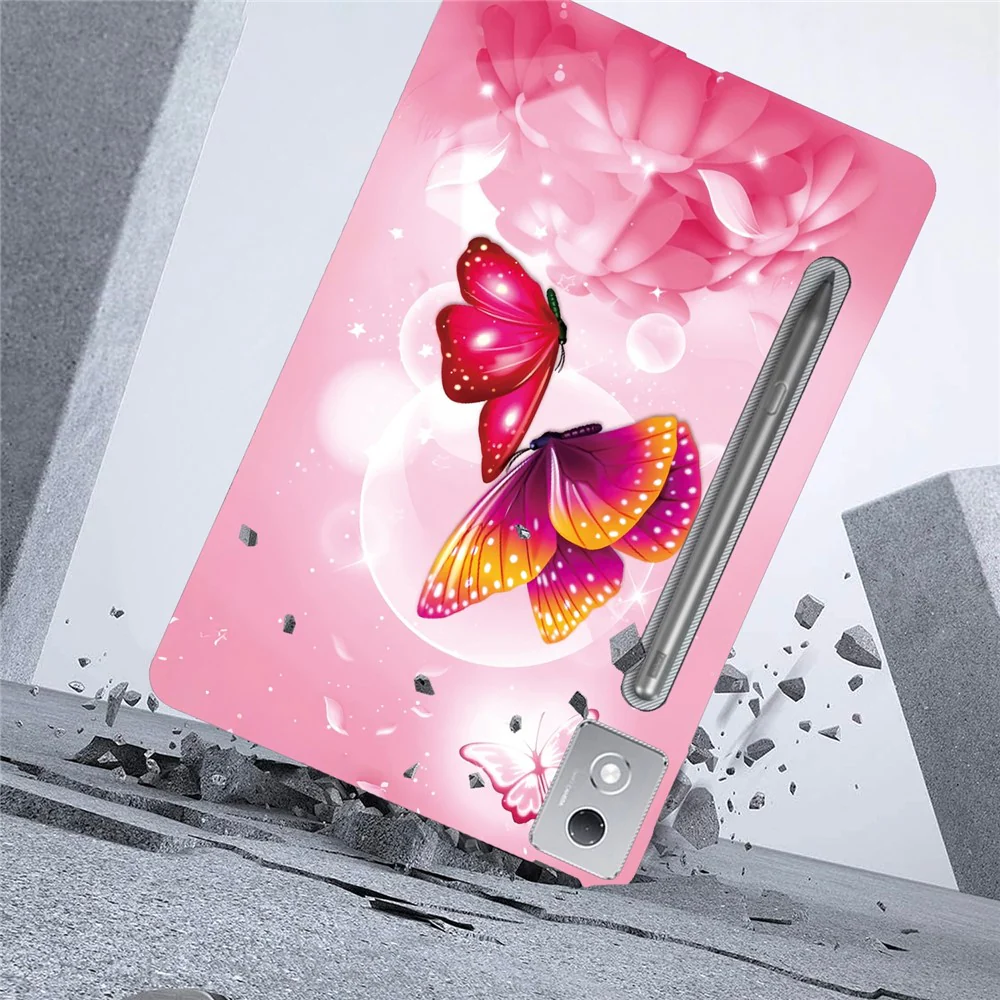 For Lenovo Tab P12 Pro 12.7 2025 / Xiaoxin Pad Pro 12.7 (2025) Case Pattern Printing Slim Soft TPU Tablet Cover - Pink Butterfly - Image 3