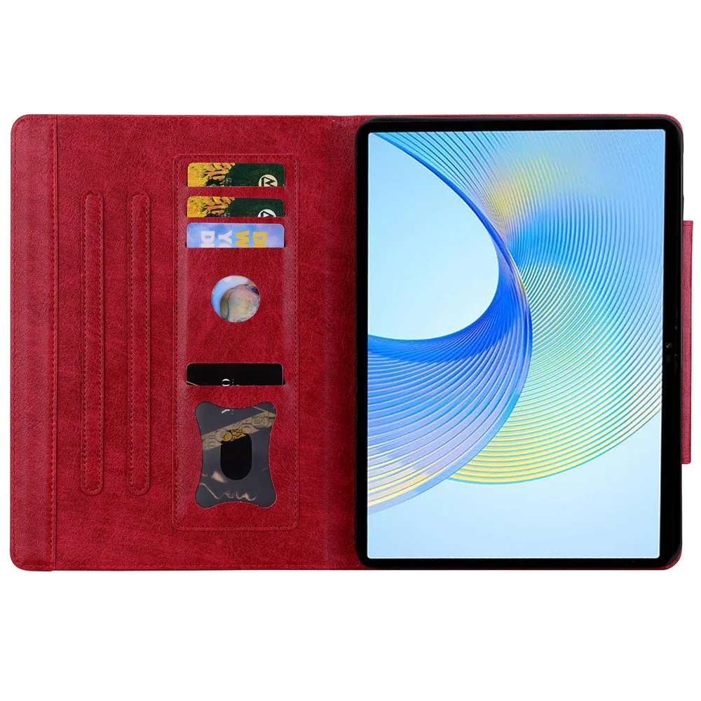 For Lenovo Tab P12 Shockproof Case Magnetic Clasp PU Leather Tablet Cover with Card Slots - Red - Image 3