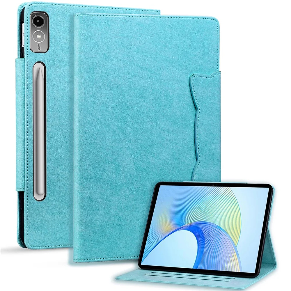 For Lenovo Tab P12 Shockproof Case Magnetic Clasp PU Leather Tablet Cover with Card Slots - Sky Blue - Image 2