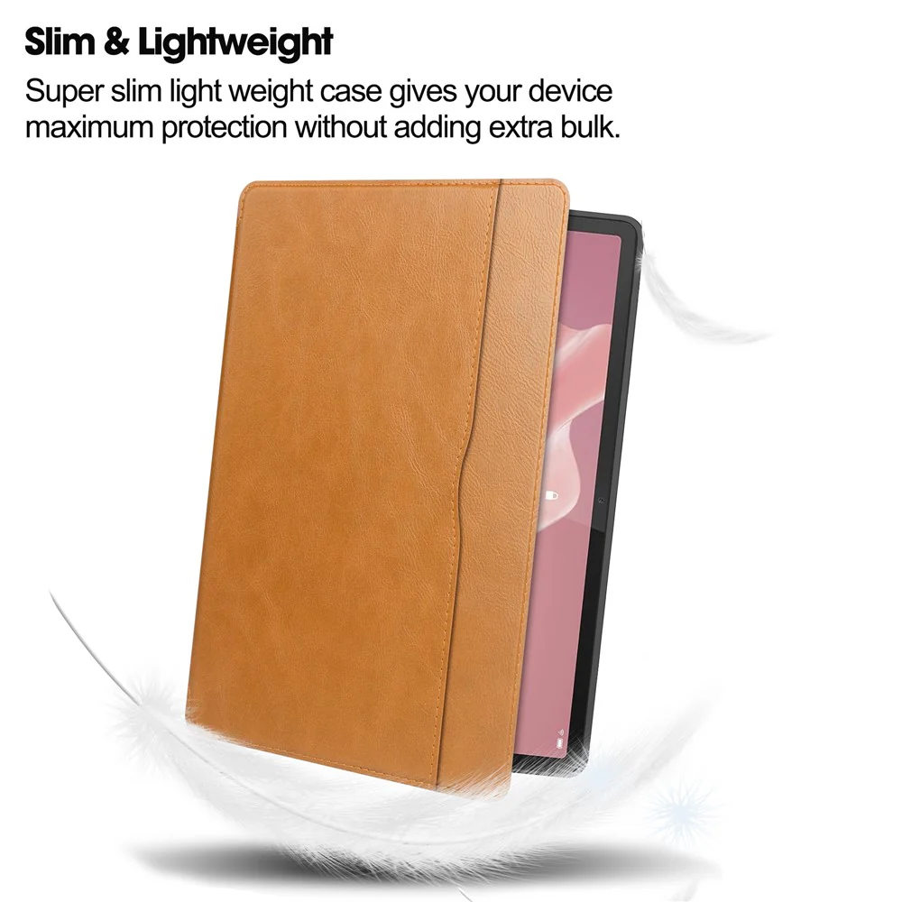 For Lenovo Tab P12 Stand Protective Cover PU Leather Wallet Tablet Case with Pencil Holder - Brown - Image 6