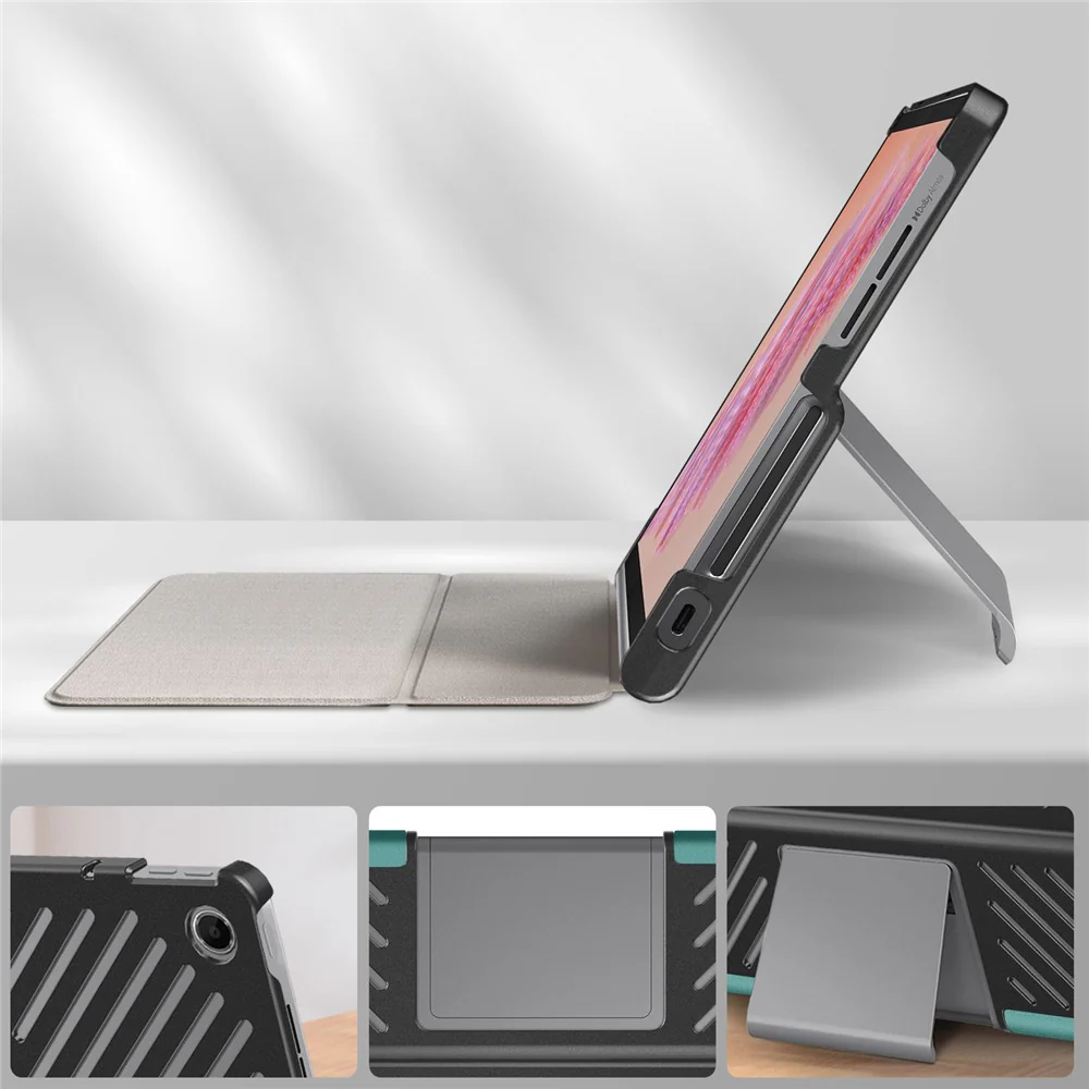 For Lenovo Tab Plus 11.5-inch TB351FU Case Heat Dissipation Stand Leather Tablet Cover - Blackish Green - Image 7