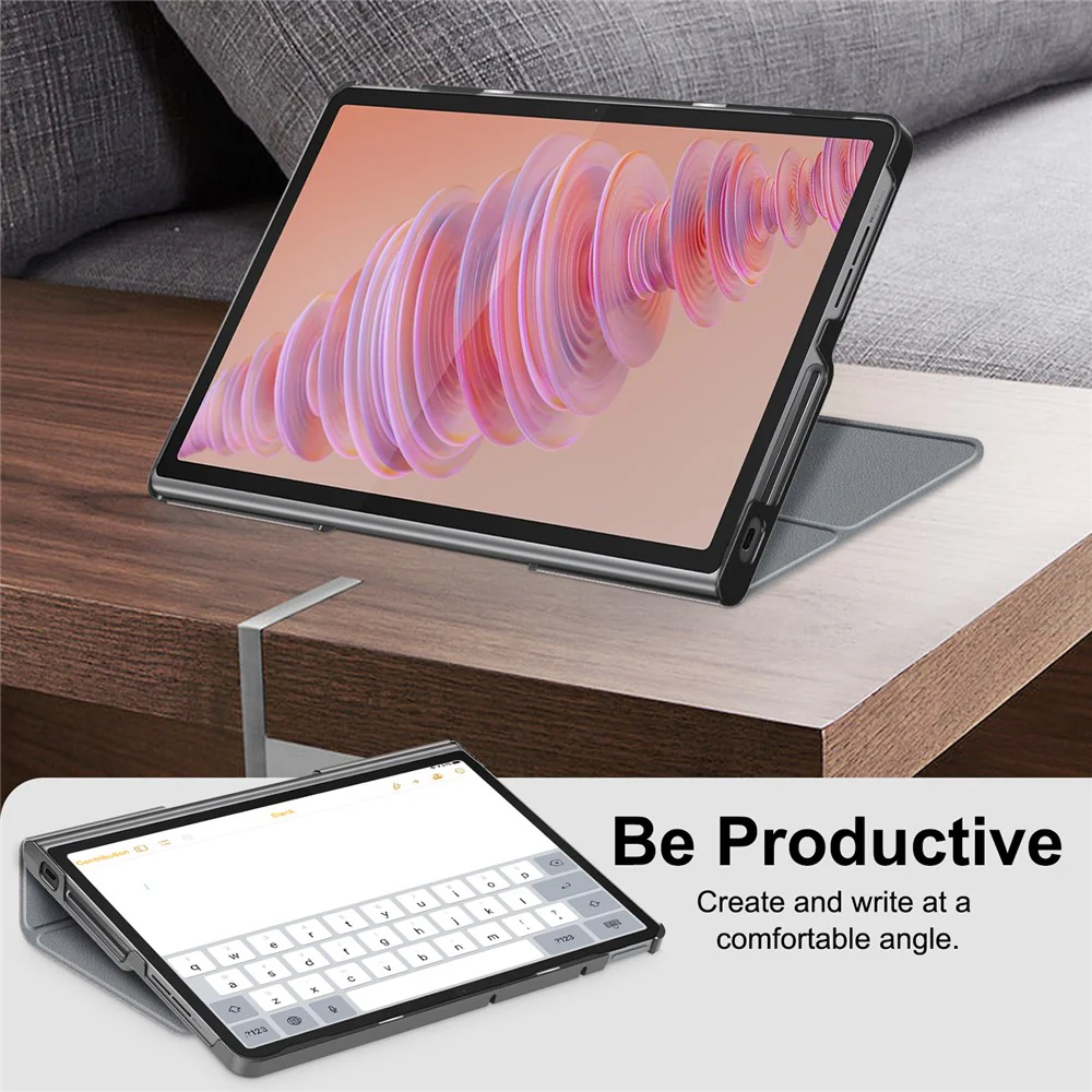 For Lenovo Tab Plus 11.5-inch TB351FU Case Heat Dissipation Stand Leather Tablet Cover - Grey - Image 2