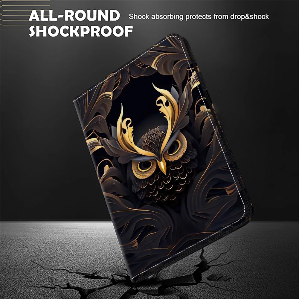 For Lenovo Tab Plus Case Flip Stand Leather Tablet Cover Pattern Printed - Owl - Image 4