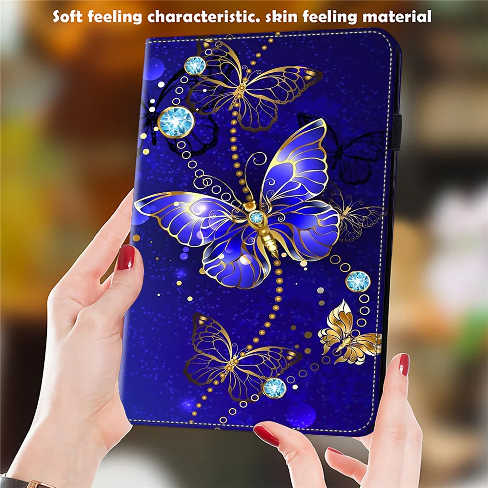 For Lenovo Tab Plus Case Pattern Printed Leather Tablet Cover with Card Slot - Butterfly - Image 4