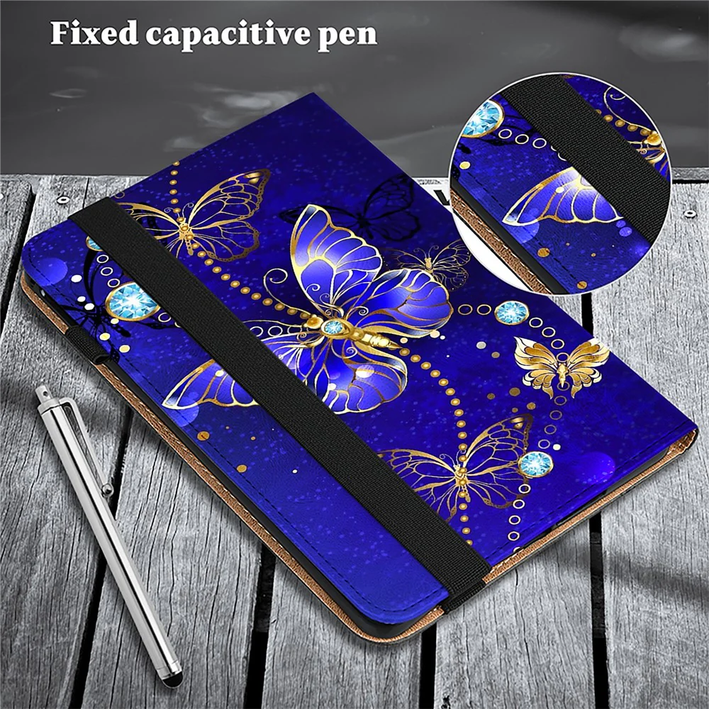 For Lenovo Tab Plus Case Pattern Printed Leather Tablet Cover with Card Slot - Butterfly - Image 6