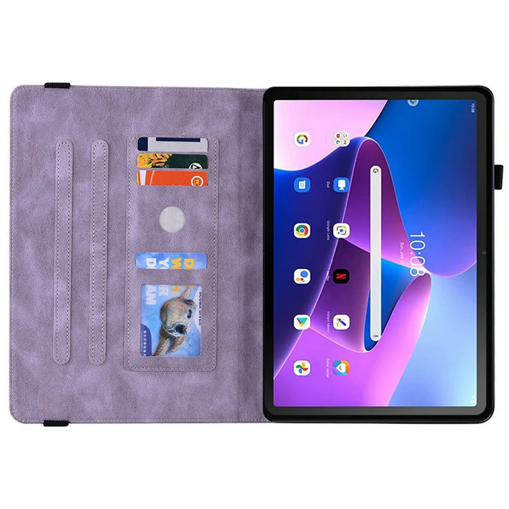 For Lenovo Tab TB311FU Case Butterfly Flower Imprint PU Leather Tablet Cover with Card Slots - Purple - Image 2