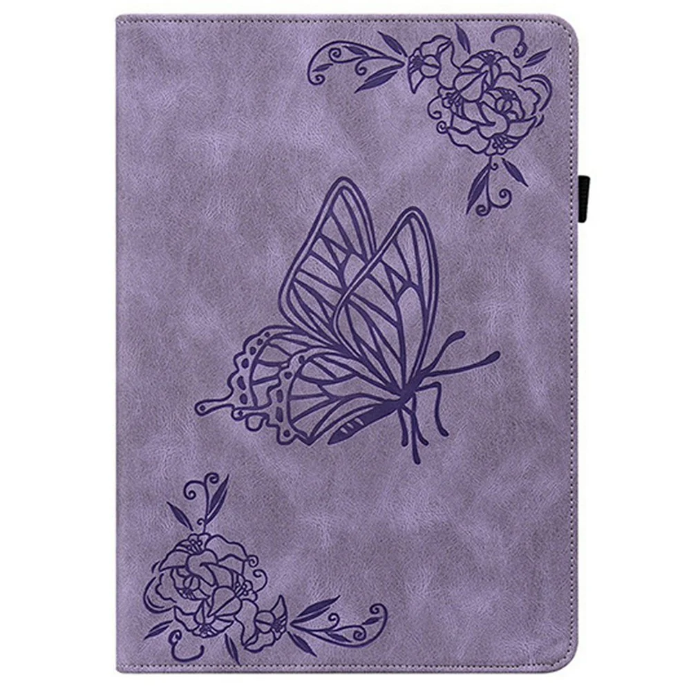 For Lenovo Tab TB311FU Case Butterfly Flower Imprint PU Leather Tablet Cover with Card Slots - Purple - Image 5
