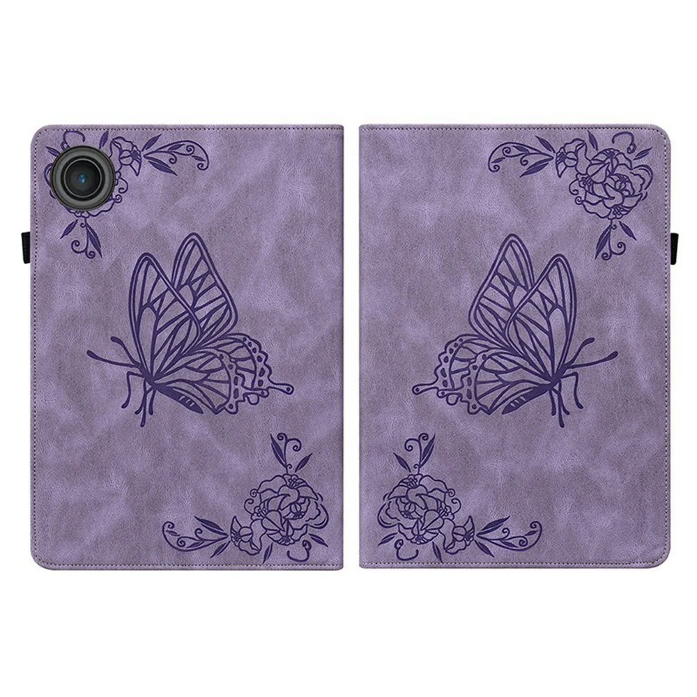 For Lenovo Tab TB311FU Case Butterfly Flower Imprint PU Leather Tablet Cover with Card Slots - Purple - Image 7