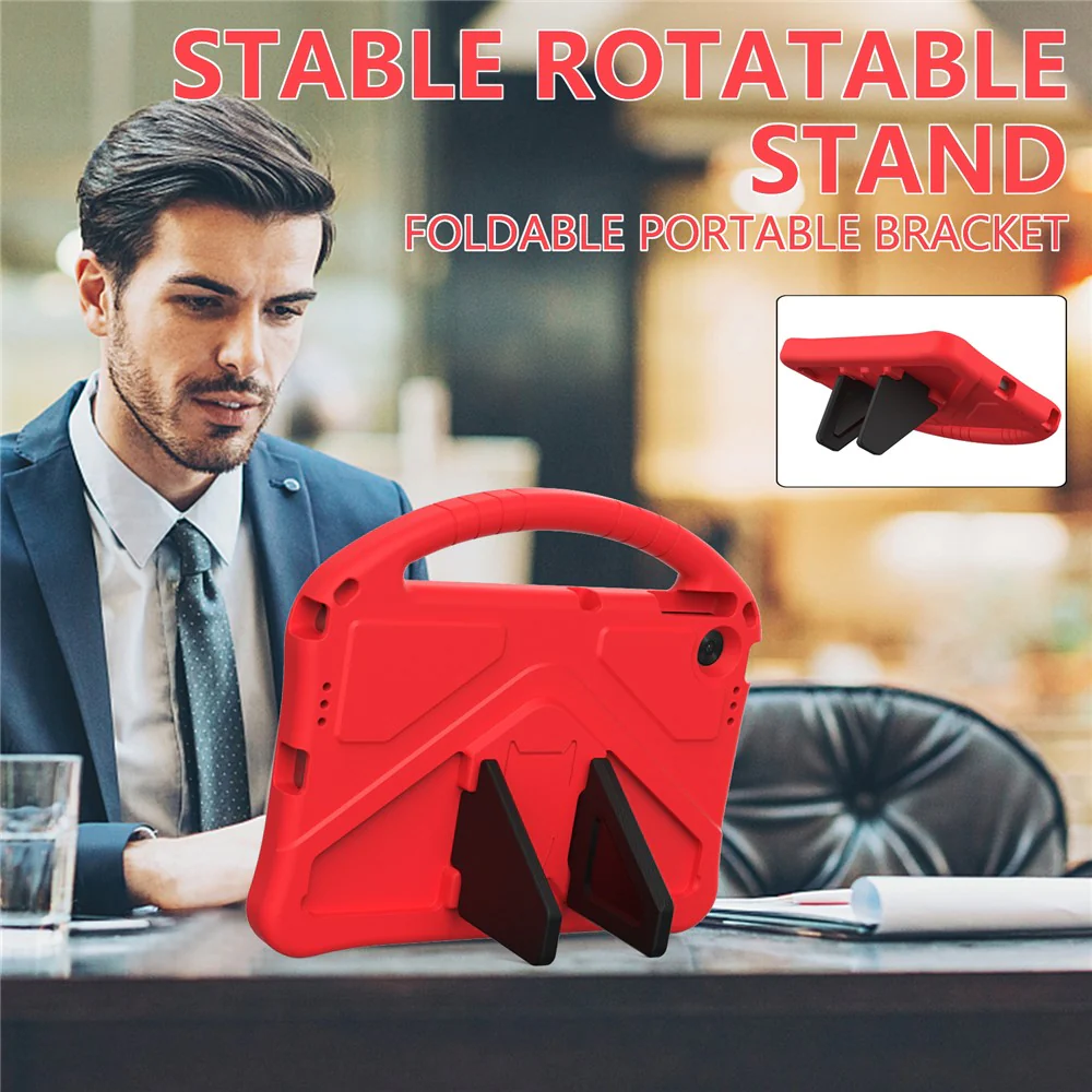 For Lenovo Tab TB311FU Case EVA Tablet Cover with Handle Kickstand Children Friendly - Red - Image 2