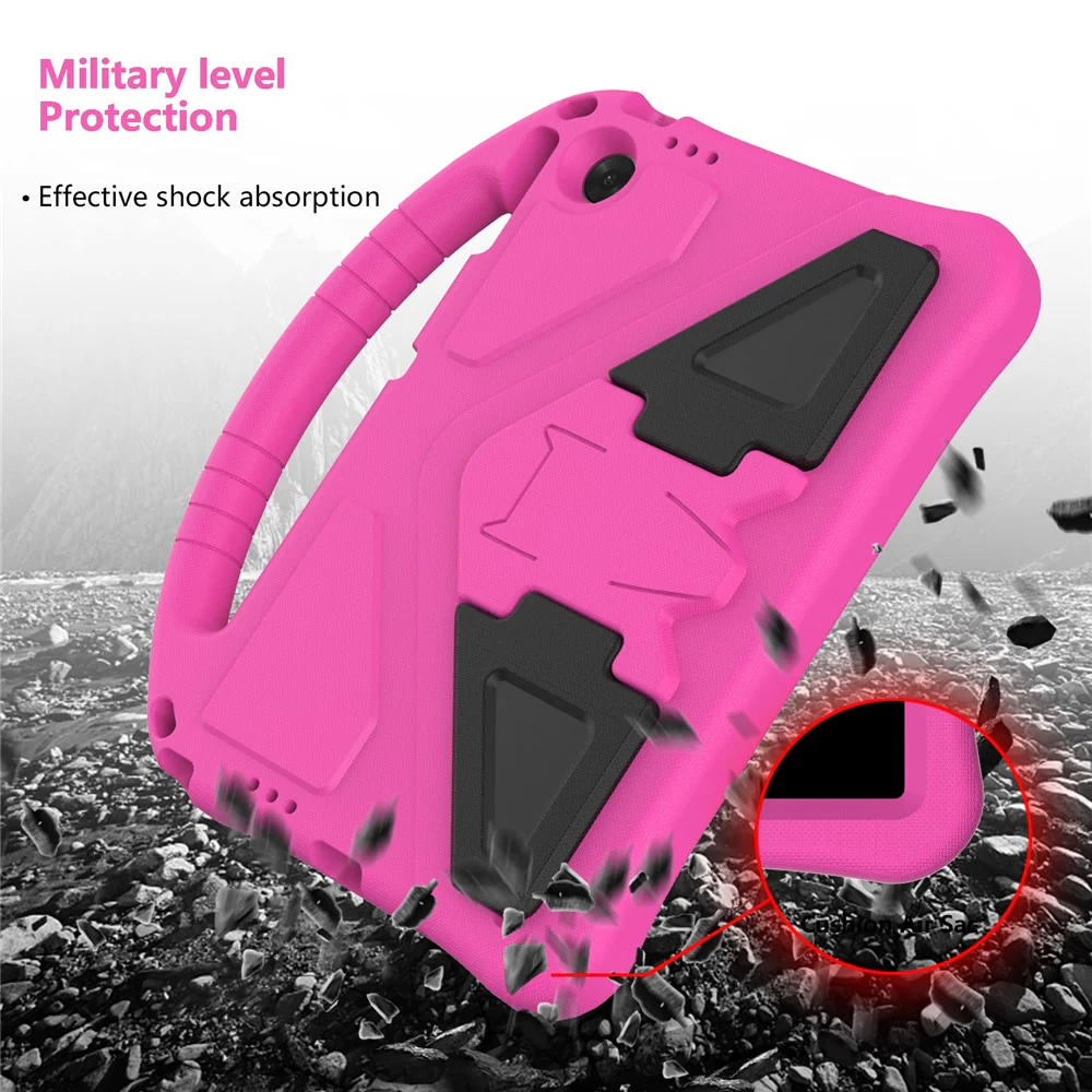 For Lenovo Tab TB311FU Case EVA Tablet Cover with Handle Kickstand Children Friendly - Rose - Image 4