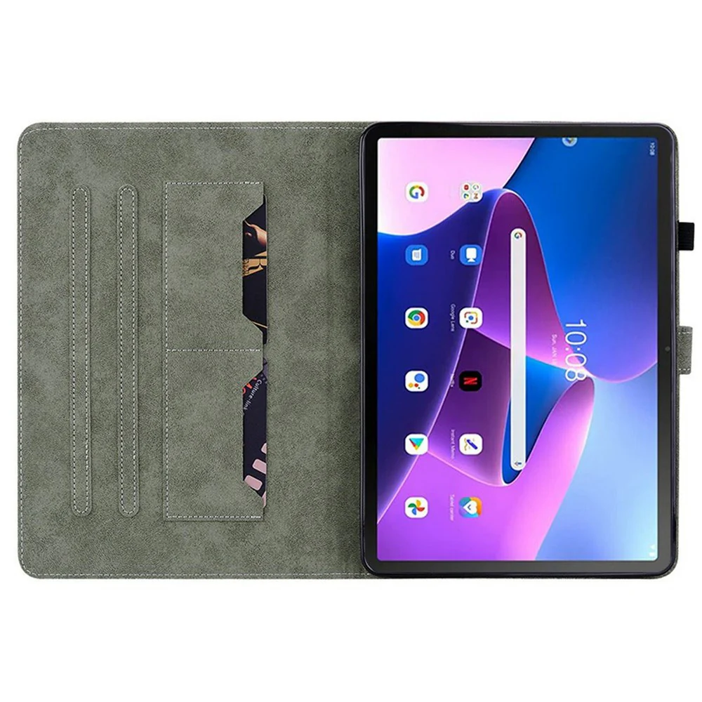 For Lenovo Tab TB311FU Case Tiger Imprint Anti-Scratch PU Leather Tablet Cover - Grey - Image 2