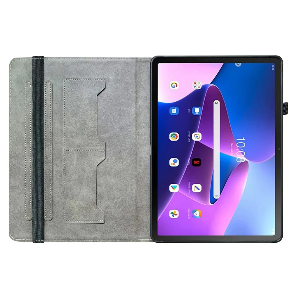 For Lenovo Tab TB311FU Leather Case Pattern Printed Stand Tablet Cover with Card Slots - Jade Flower - Image 2