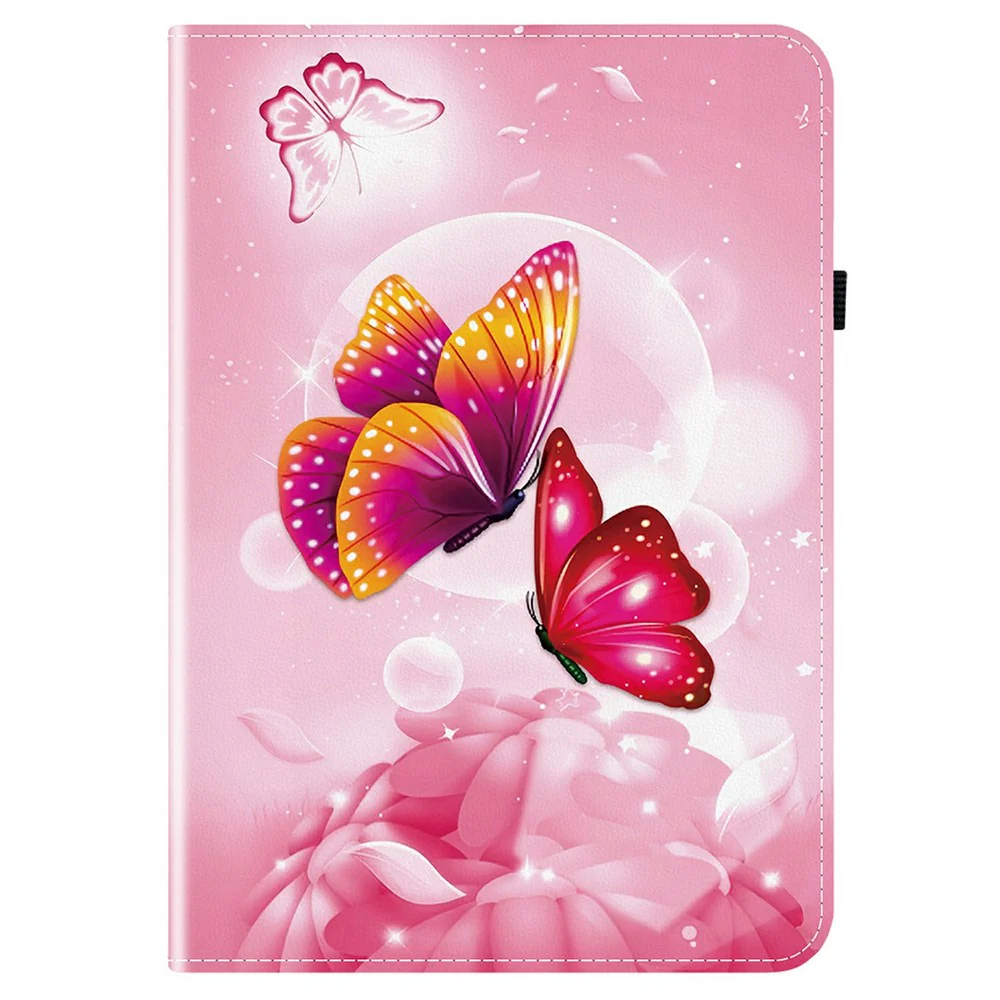 For Lenovo Tab TB311FU Leather Case Pattern Printed Stand Tablet Cover with Card Slots - Pink Butterfly - Image 5