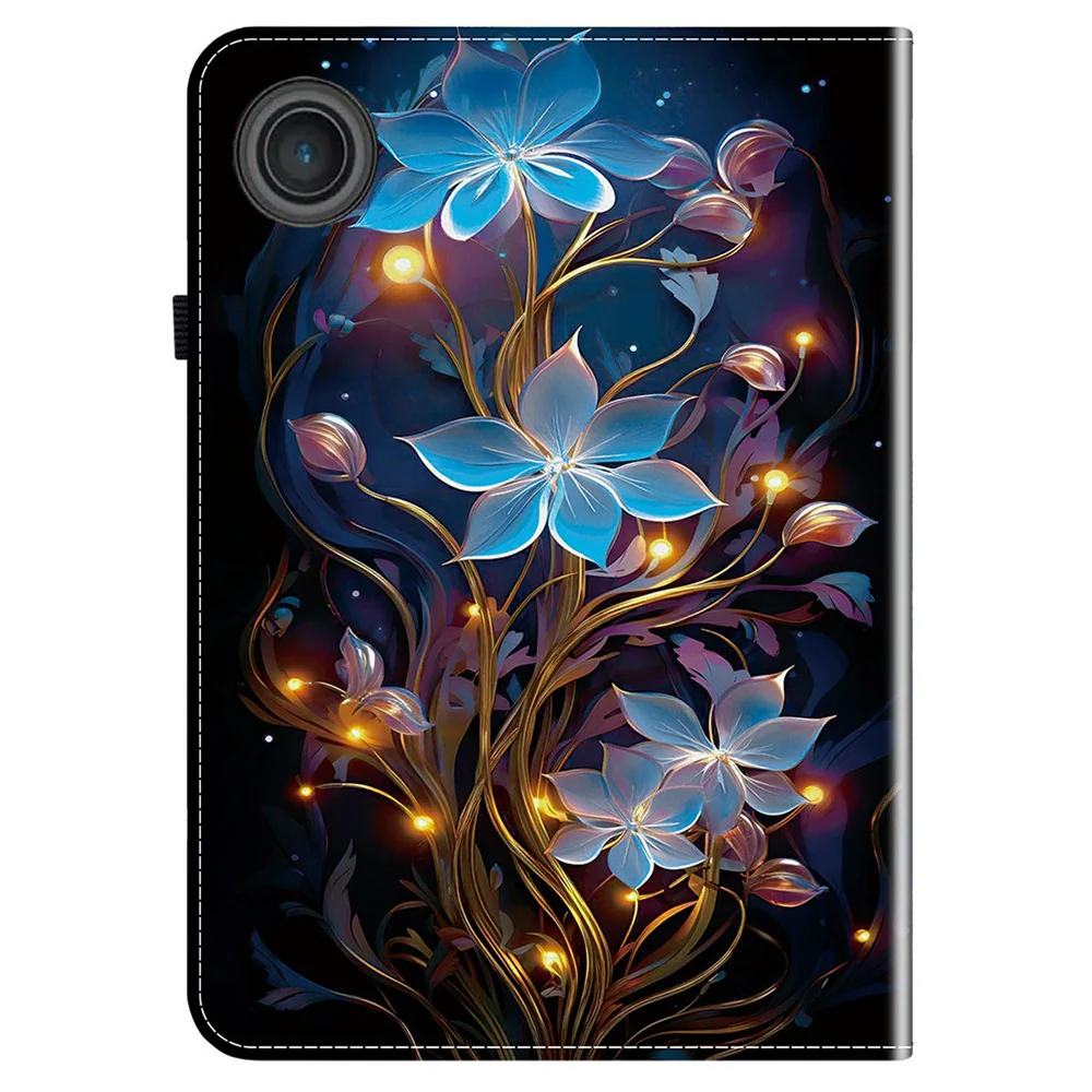 For Lenovo Tab TB311FU Leather Case Pattern Printed Stand Tablet Cover with Card Slots - Small Lantern Flower - Image 6