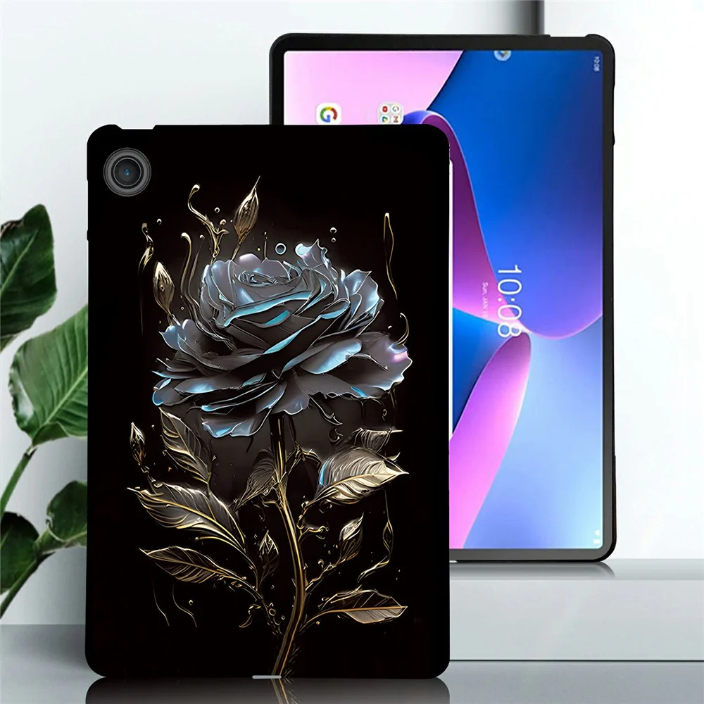 For Lenovo Tab TB311FU TPU Case Pattern Printing Slim Tablet Protective Cover - Black Rose - Image 2