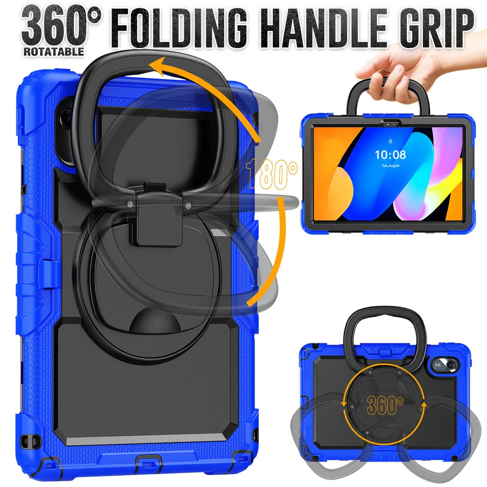 For Lenovo Xiaoxin Pad 11 2025 / 2024 / Idea Tab / K11 Gen 2 / M11 / K11 LTE (2024) Case Kickstand PC+Silicone Tablet Cover with Strap - Dark Blue - Image 3