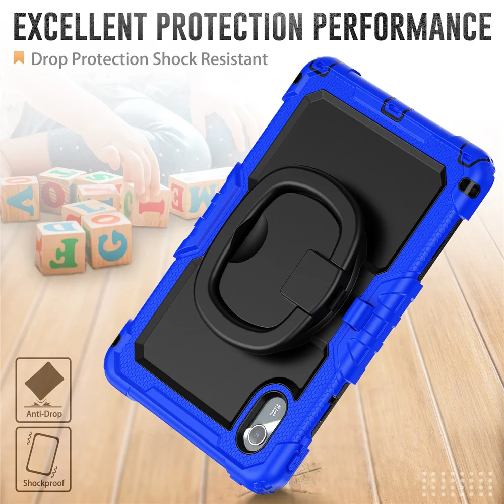 For Lenovo Xiaoxin Pad 11 2025 / 2024 / Idea Tab / K11 Gen 2 / M11 / K11 LTE (2024) Case Kickstand PC+Silicone Tablet Cover with Strap - Dark Blue - Image 4