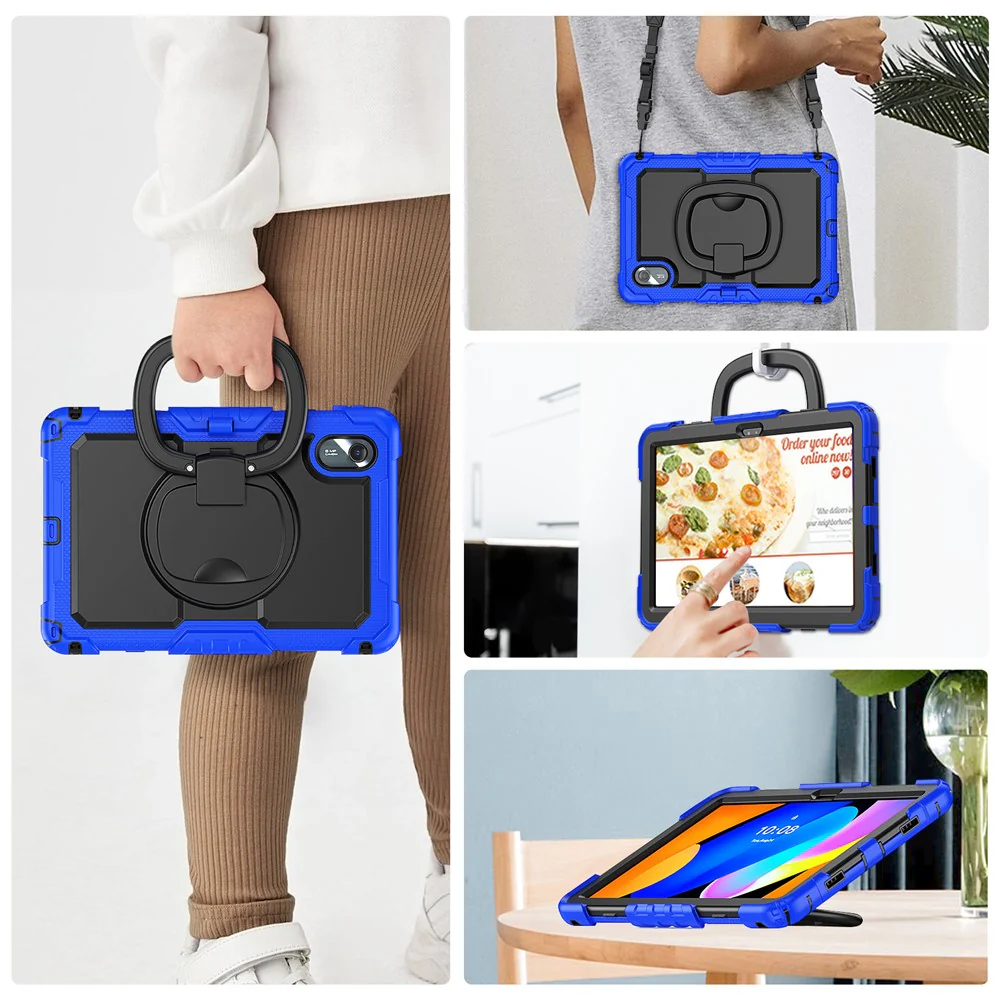 For Lenovo Xiaoxin Pad 11 2025 / 2024 / Idea Tab / K11 Gen 2 / M11 / K11 LTE (2024) Case Kickstand PC+Silicone Tablet Cover with Strap - Dark Blue - Image 7