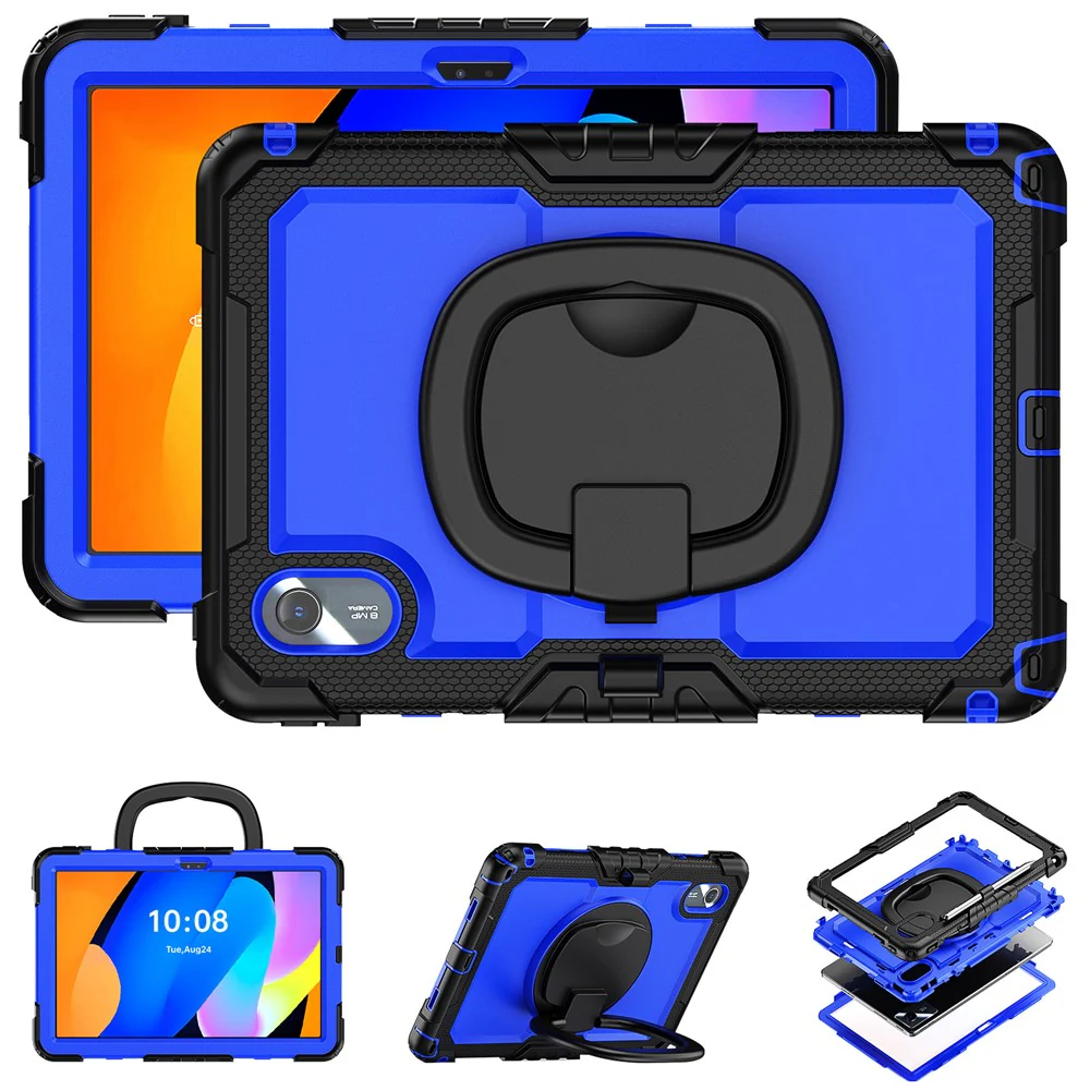 For Lenovo Xiaoxin Pad 11 2025  / 2024 / Idea Tab / K11 Gen 2 / M11 / K11 LTE (2024) Case Kickstand PC+Silicone Tablet Cover with Strap - Dark Blue / Black - Image 6