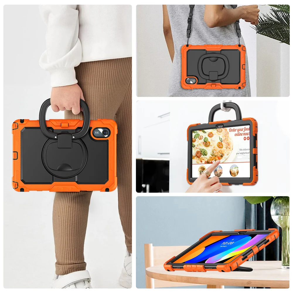 For Lenovo Xiaoxin Pad 11 2025 / 2024 / Idea Tab / K11 Gen 2 / M11 / K11 LTE (2024) Case Kickstand PC+Silicone Tablet Cover with Strap - Orange - Image 7
