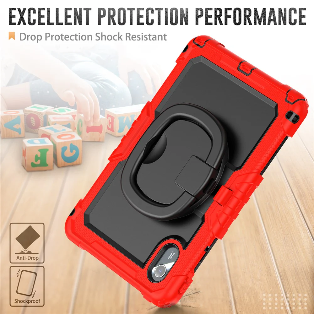 For Lenovo Xiaoxin Pad 11 2025 / 2024 / Idea Tab / K11 Gen 2 / M11 / K11 LTE (2024) Case Kickstand PC+Silicone Tablet Cover with Strap - Red - Image 4