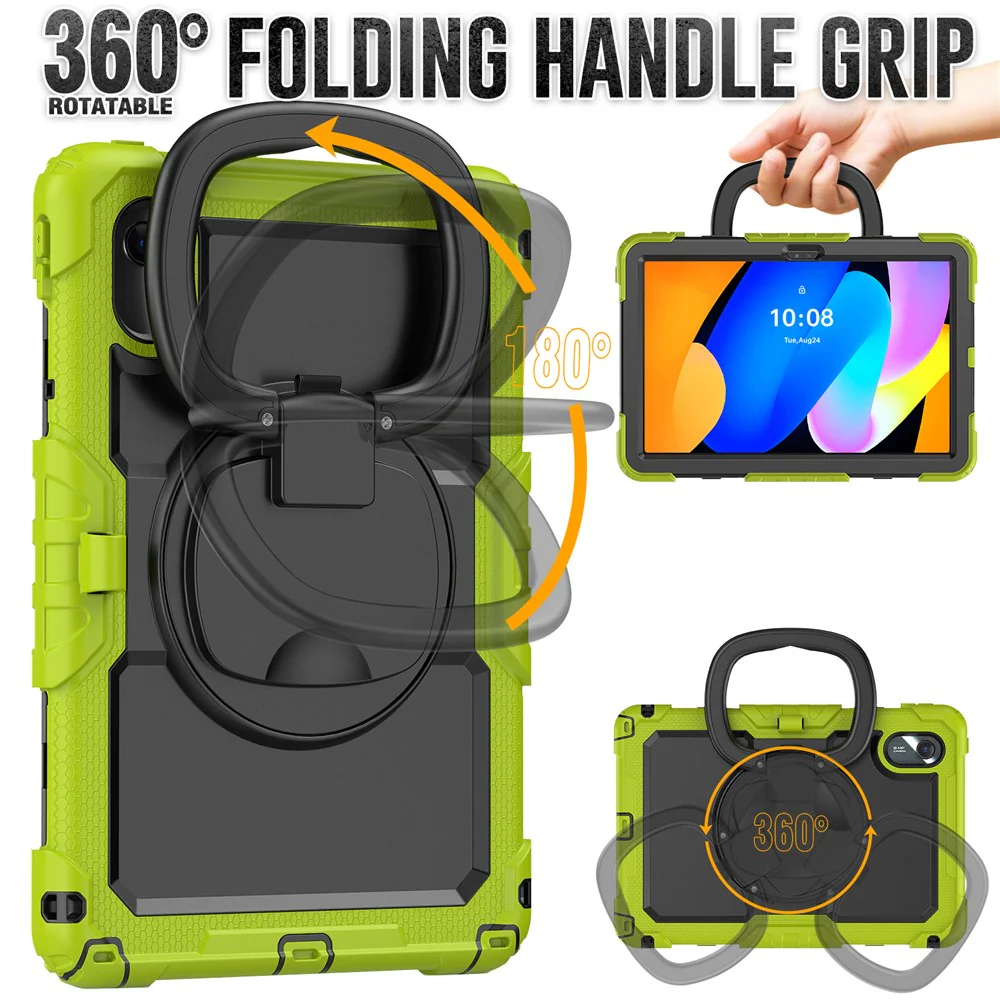 For Lenovo Xiaoxin Pad 11 2025 / 2024 / Idea Tab / K11 Gen 2 / M11 / K11 LTE (2024) Case Kickstand PC+Silicone Tablet Cover with Strap - Yellowgreen - Image 3