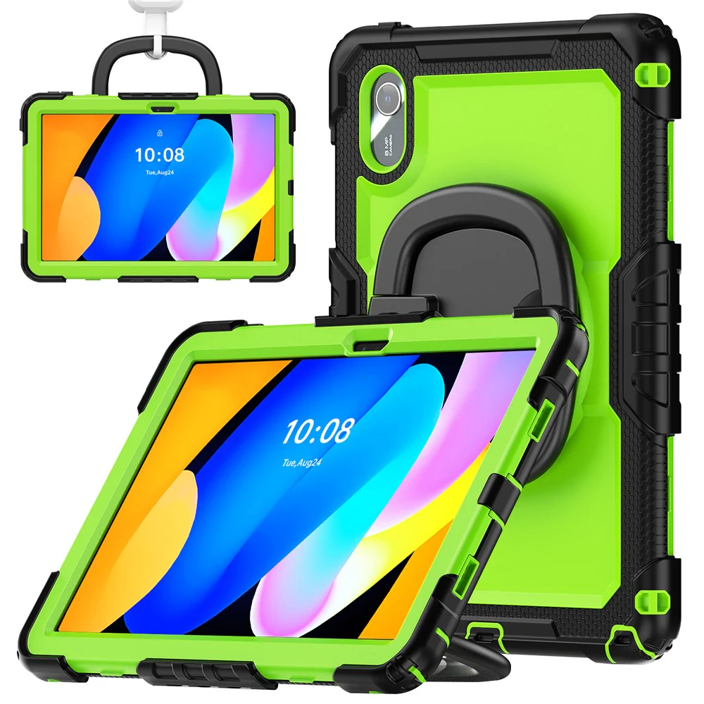 For Lenovo Xiaoxin Pad 11 2025 / 2024 / Idea Tab / K11 Gen 2 / M11 / K11 LTE (2024) Case Kickstand PC+Silicone Tablet Cover with Strap - Yellowgreen / Black - Image 2