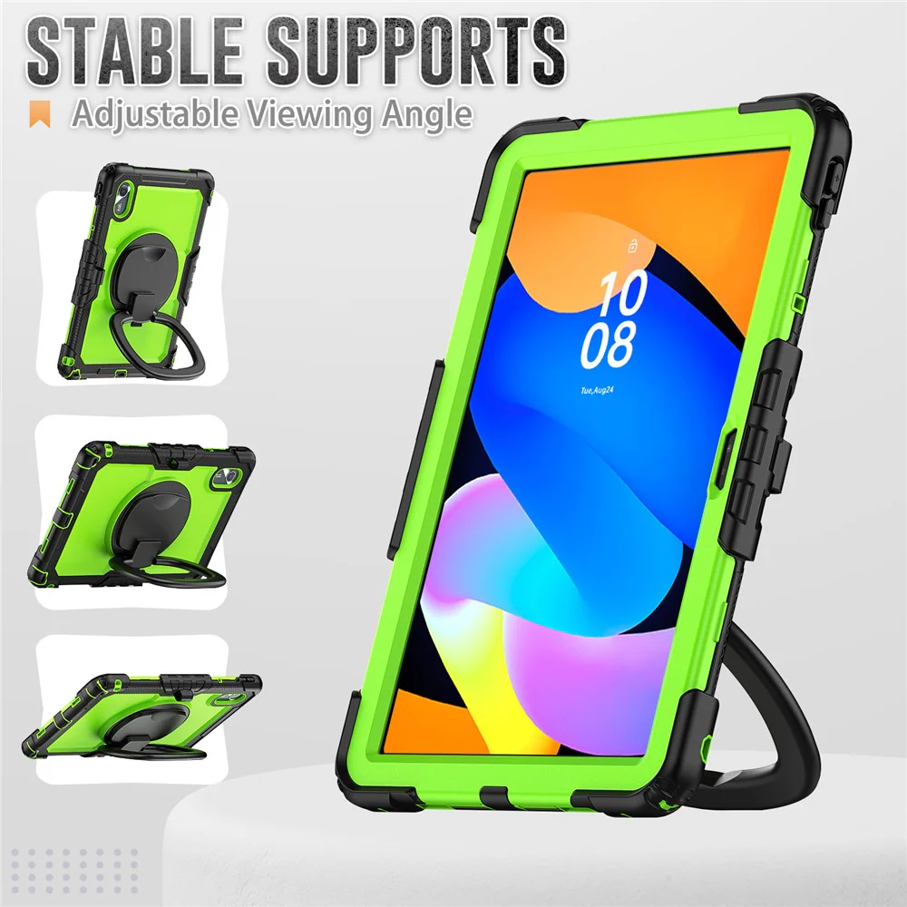 For Lenovo Xiaoxin Pad 11 2025 / 2024 / Idea Tab / K11 Gen 2 / M11 / K11 LTE (2024) Case Kickstand PC+Silicone Tablet Cover with Strap - Yellowgreen / Black - Image 5