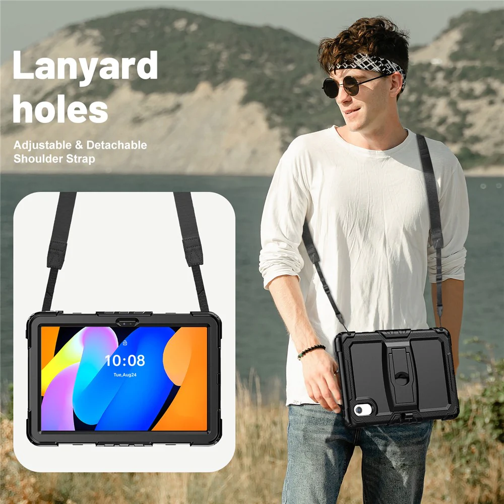 For Lenovo Xiaoxin Pad 11 2025 / 2024 / Idea Tab / K11 Gen 2 / M11 / K11 LTE (2024) Case PC+Silicone Kickstand Tablet Cover with Strap - Black - Image 8