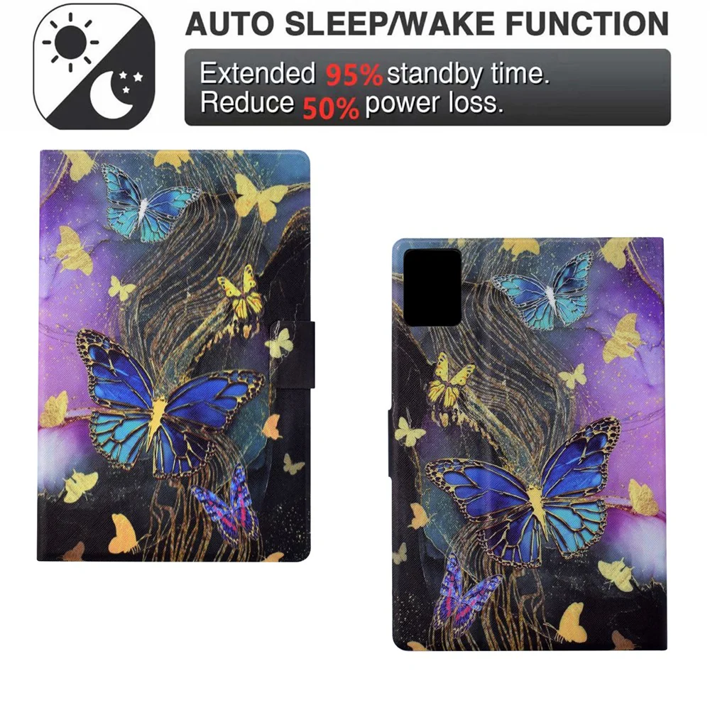 For Lenovo Xiaoxin Pad 11 2025 Case Card Holder Pattern Print Leather Cover - Golden Butterflies - Image 5