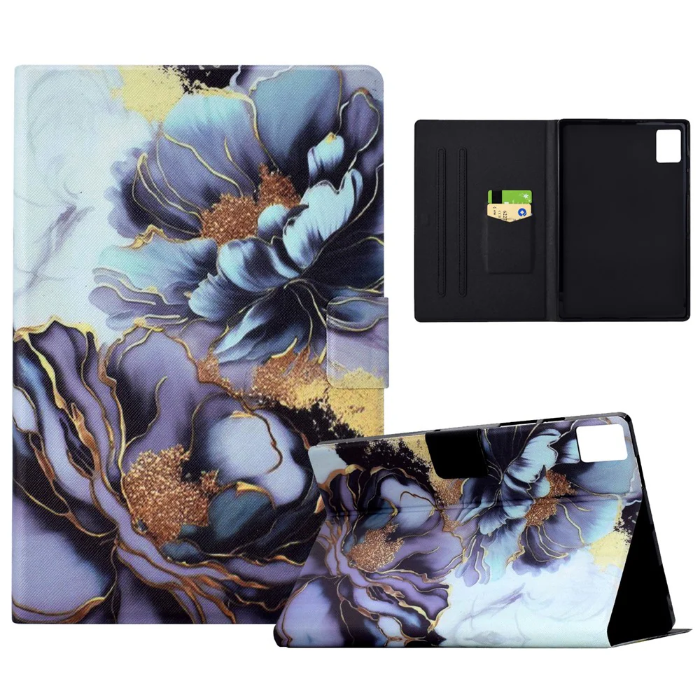 For Lenovo Xiaoxin Pad 11 2025 Case Card Holder Pattern Print Leather Cover - Peony Flower