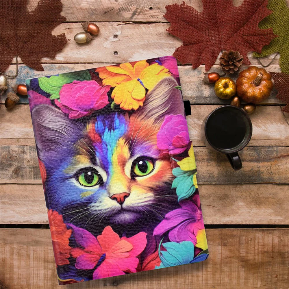 For Lenovo Xiaoxin Pad 11 2025 Case Card Holder Pattern Print Leather Cover - Rose Cat - Image 8
