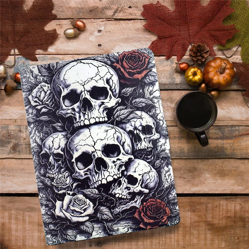For Lenovo Xiaoxin Pad 11 2025 Case Card Holder Pattern Print Leather Cover - Skull - Image 8
