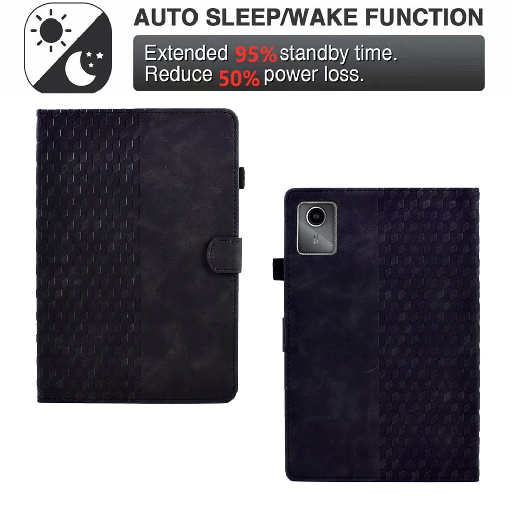 For Lenovo Xiaoxin Pad 11 2025 Case Card Slots Block Pattern Leather Cover - Black - Image 5